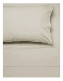 Linen House Vienna 300TC Cotton Percale Sheeting Cream