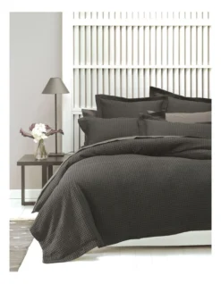 Linen House Deluxe Waffle Quilt Cover Set Charcoal
