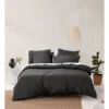 Linen House Nara 400TC Bamboo Cotton Quilt Cover Set Charcoal