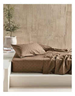 Linen House 250TC Vivienne Sheet Set In Timber
