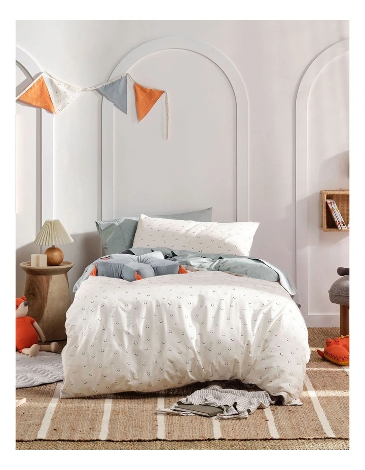 Smiles All Round Quilt Cover Set In Sugar/Smoke 1 Smiles All Round Quilt Cover Set In Sugar/Smoke