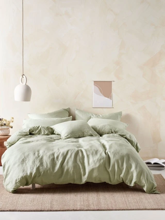 Linen House Nimes Wasabi Linen Quilt Cover Set 4 Linen House Nimes Wasabi Linen Quilt Cover Set - Image 4