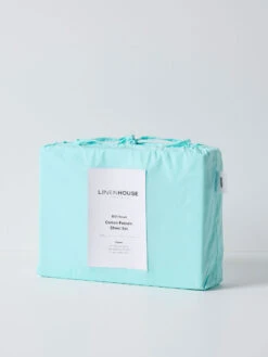 Linen House 300TC Cotton Percale Sheet Set -Linen House Dreamscape Sales Store lh 300tc cotton aqua ss h1