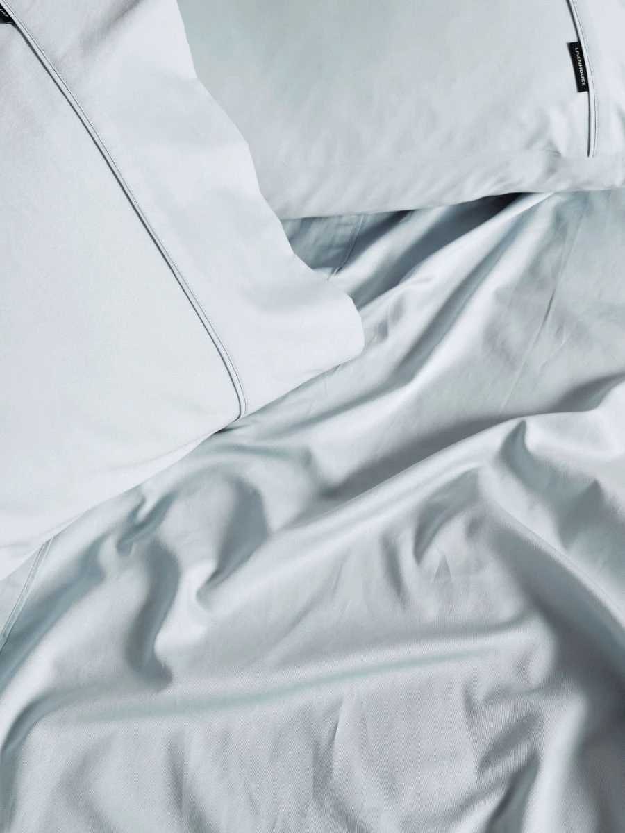 Linen House Augusta 500TC Pale Blue Cotton Sateen Sheet Set 2 Linen House Augusta 500TC Pale Blue Cotton Sateen Sheet Set - Image 2