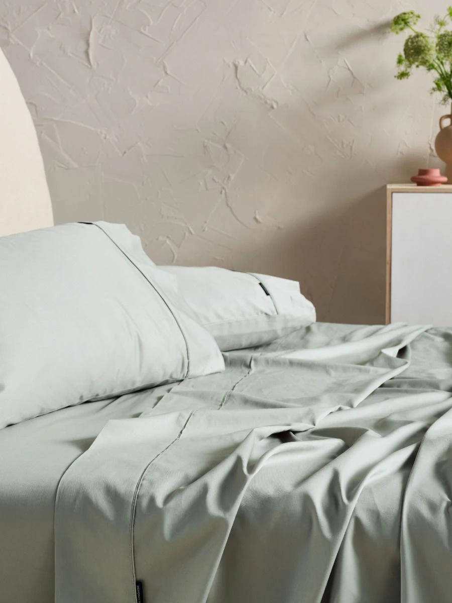 Linen House Augusta 500TC Green Gum Cotton Sateen Sheet Set 2 Linen House Augusta 500TC Green Gum Cotton Sateen Sheet Set - Image 2