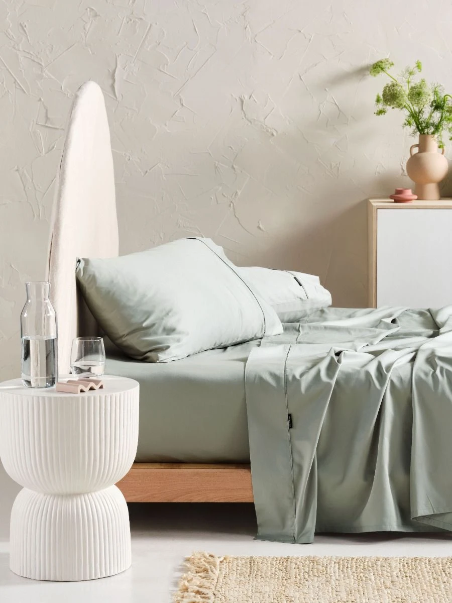 Linen House Augusta 500TC Green Gum Cotton Sateen Sheet Set 1 Linen House Augusta 500TC Green Gum Cotton Sateen Sheet Set