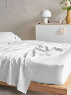 Linen House Augusta 500TC White Cotton Sateen Sheet Set -Linen House Dreamscape Sales Store lh augusta white ss d4