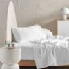 Linen House Augusta 500TC White Cotton Sateen Sheet Set