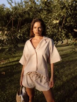 Linen House Springsteen Peach Shirt 10 Linen House Springsteen Peach Shirt -Linen House Dreamscape Sales Store lh aw23 loungewear lifestyle t4