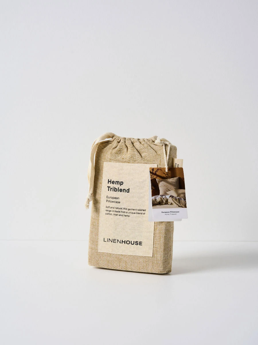 Linen House Hemp Triblend Ochre European Pillowcase 2 Linen House Hemp Triblend Ochre European Pillowcase - Image 2