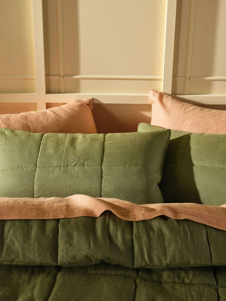 Linen House Nimes Moss Linen Coverlet 4 Linen House Nimes Moss Linen Coverlet - Image 4