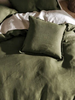 Linen House Nimes Moss Linen Quilt Cover Set 14 Linen House Nimes Moss Linen Quilt Cover Set -Linen House Dreamscape Sales Store lh nimes moss cush 48x48 h1