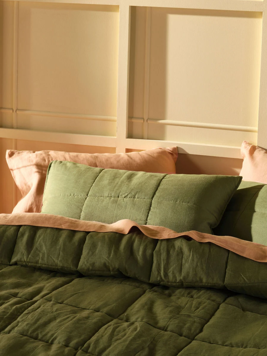 Linen House Nimes Moss Linen Coverlet 3 Linen House Nimes Moss Linen Coverlet - Image 3