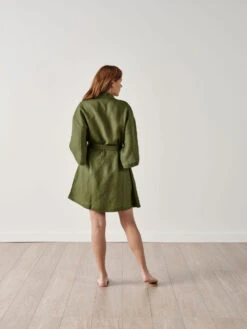 Linen House Nimes Moss Linen Short Robe -Linen House Dreamscape Sales Store lh nimes moss shrtrobe h3