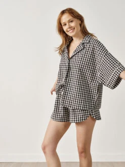 Linen House Springsteen Black Shorts -Linen House Dreamscape Sales Store lh springsteen black shirt h1