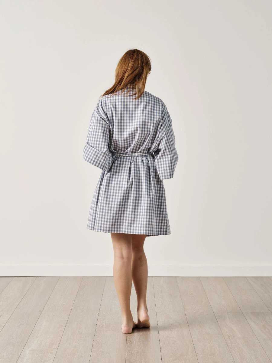 Linen House Springsteen Blue Short Robe 2 Linen House Springsteen Blue Short Robe - Image 2