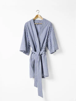 Linen House Springsteen Blue Short Robe 7 Linen House Springsteen Blue Short Robe -Linen House Dreamscape Sales Store lh springsteen blue robe w1