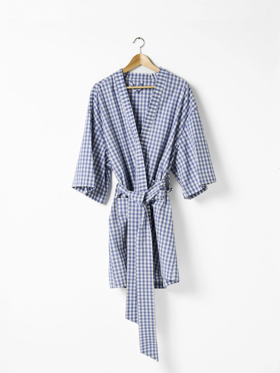 Linen House Springsteen Blue Short Robe 4 Linen House Springsteen Blue Short Robe - Image 4