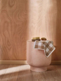 Linen House Flinders Check Praline Towel Collection -Linen House Dreamscape Sales Store lh ss23 24 flinders check praline lifestyle fcewshr h1