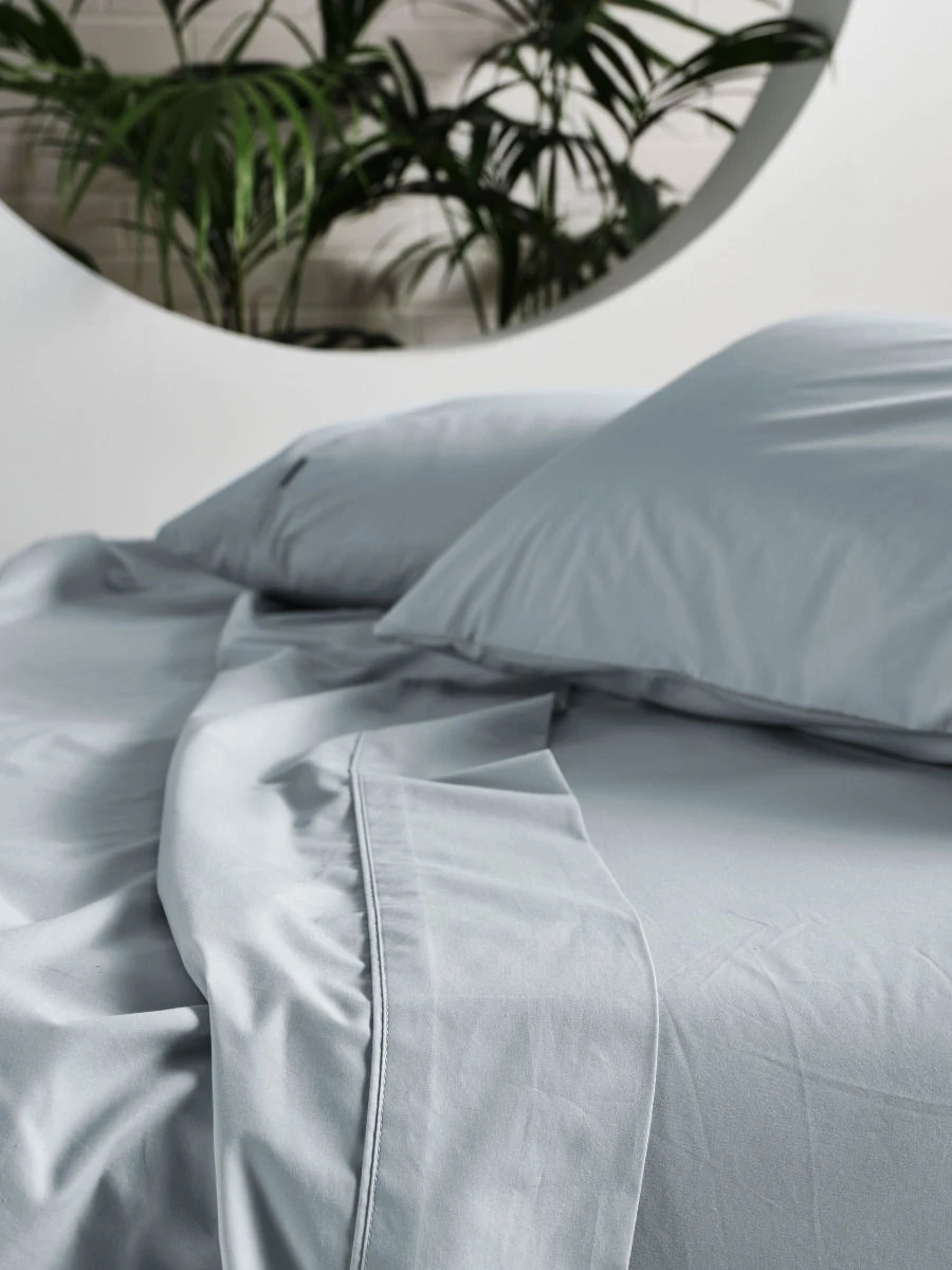 Linen House Winton 300TC Mid-Blue Cotton Percale Sheet Set 2 Linen House Winton 300TC Mid-Blue Cotton Percale Sheet Set - Image 2