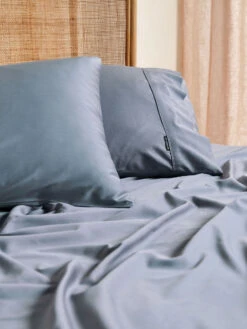 Linen House Nara Bluestone Bamboo Cotton 400TC Sheet Set -Linen House Dreamscape Sales Store lh nara bluestone ss d3