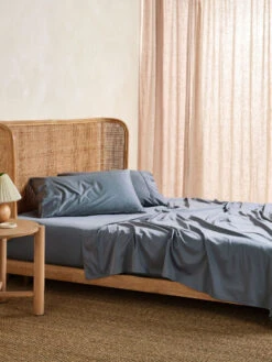 Linen House Nara Bluestone Bamboo Cotton 400TC Sheet Set -Linen House Dreamscape Sales Store lh nara bluestone ss h2