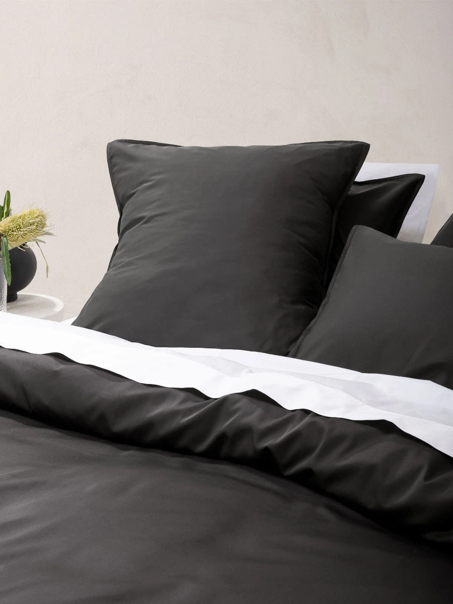 Linen House Nara Bamboo Cotton Charcoal European Pillowcase 2 Linen House Nara Bamboo Cotton Charcoal European Pillowcase - Image 2