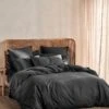 Linen House Nara Bamboo Cotton Charcoal Quilt Cover Set