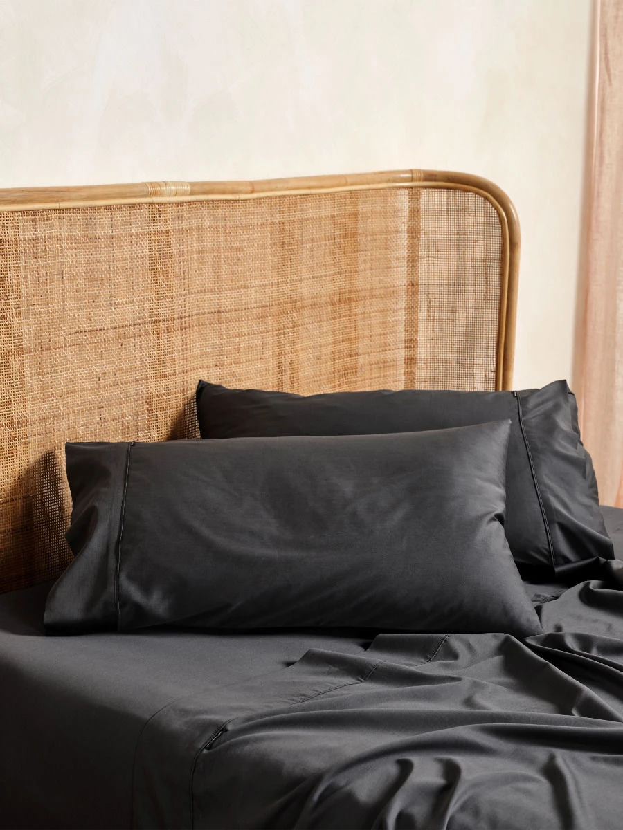 Linen House Nara Charcoal Bamboo Cotton 400TC Sheet Set 2 Linen House Nara Charcoal Bamboo Cotton 400TC Sheet Set - Image 2