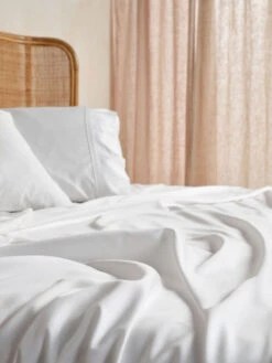 Linen House Nara White Bamboo Cotton 400TC Sheet Set -Linen House Dreamscape Sales Store lh nara white ss d2