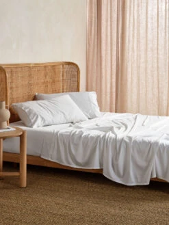 Linen House Nara White Bamboo Cotton 400TC Sheet Set -Linen House Dreamscape Sales Store lh nara white ss h2