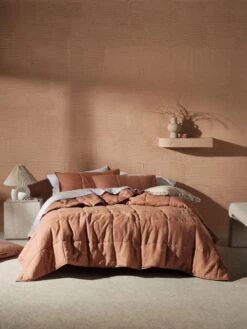 Linen House Nimes Clay Linen Coverlet