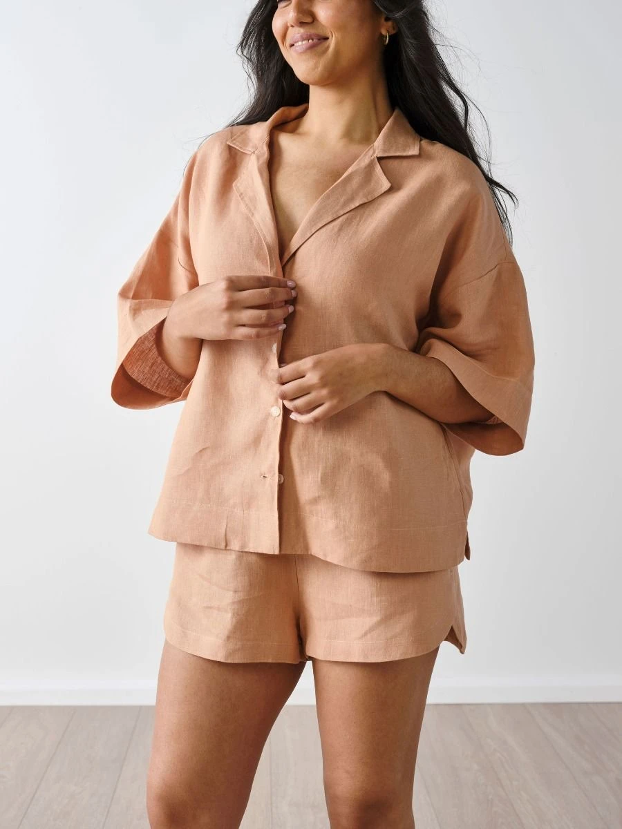 Linen House Nimes Clay Linen Wide-Sleeved Shirt 1 Linen House Nimes Clay Linen Wide-Sleeved Shirt