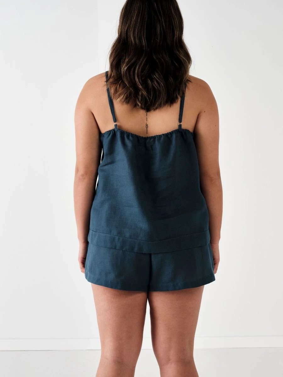 Linen House Nimes Navy Linen Cami 2 Linen House Nimes Navy Linen Cami - Image 2
