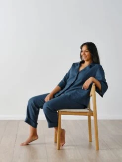 Linen House Nimes Navy Linen Wide-Sleeved Shirt 7 Linen House Nimes Navy Linen Wide-Sleeved Shirt -Linen House Dreamscape Sales Store lh nimes navy shirt t1 1