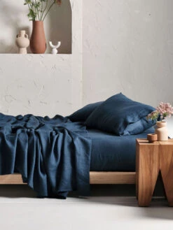 Linen House Pure Linen Navy Sheet Set