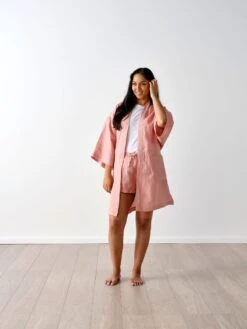 Linen House Nimes Rosette Linen Short Robe