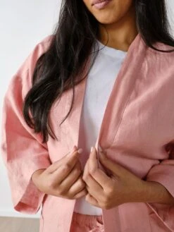 Linen House Nimes Rosette Linen Short Robe -Linen House Dreamscape Sales Store lh nimes rosette robe t4