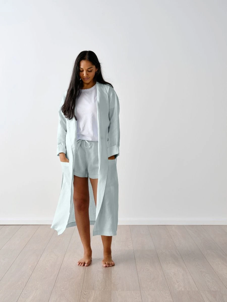 Linen House Nimes Sky Linen Robe 1 Linen House Nimes Sky Linen Robe