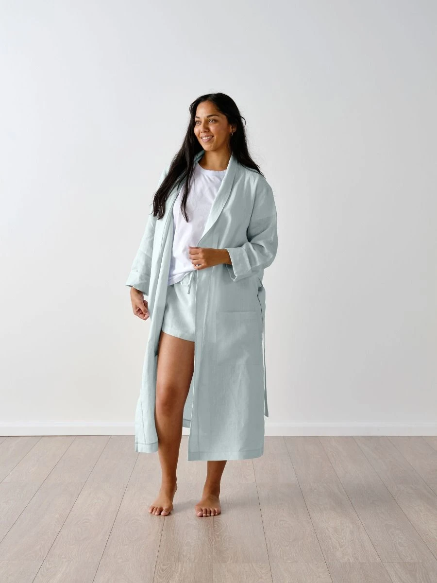 Linen House Nimes Sky Linen Robe 3 Linen House Nimes Sky Linen Robe - Image 3