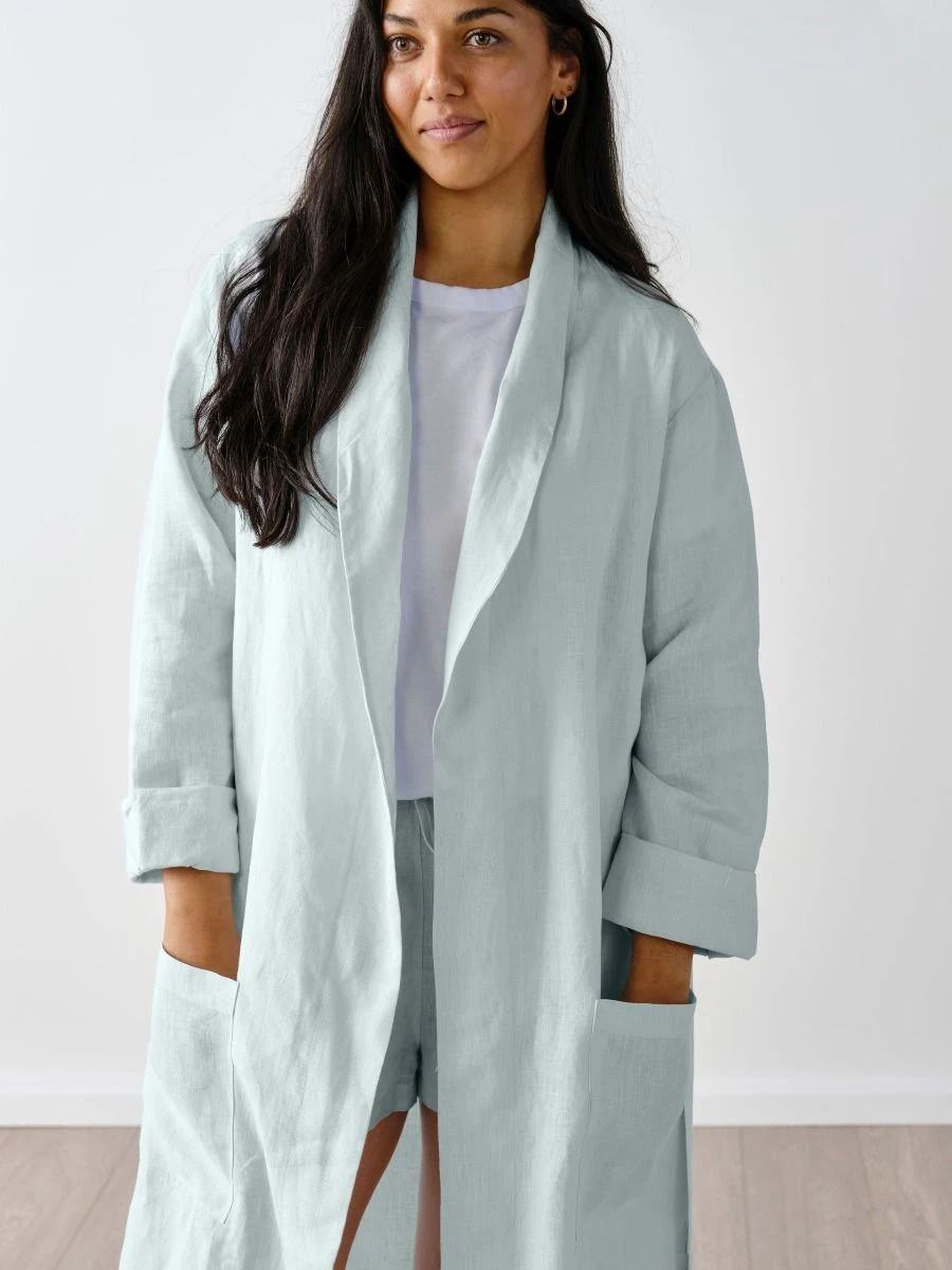 Linen House Nimes Sky Linen Robe 2 Linen House Nimes Sky Linen Robe - Image 2