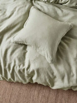 Linen House Nimes Wasabi Linen Quilt Cover Set 14 Linen House Nimes Wasabi Linen Quilt Cover Set -Linen House Dreamscape Sales Store lh nimes wasabi cush 48x48 h2