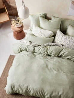 Linen House Nimes Wasabi Linen Quilt Cover Set 12 Linen House Nimes Wasabi Linen Quilt Cover Set -Linen House Dreamscape Sales Store lh nimes wasabi qcs h2