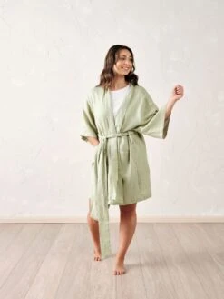 Linen House Nimes Wasabi Linen Short Robe