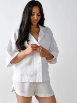 Linen House Nimes White Linen Wide-Sleeved Shirt