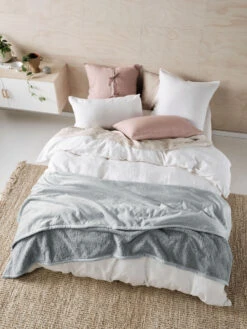 Linen House Sena Silver Blanket -Linen House Dreamscape Sales Store lh sena silver blket h1