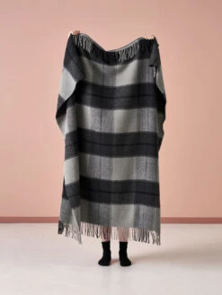 Linen House Wool Black-Grey Check Throw
