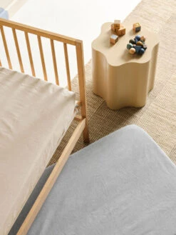 Flannelette Slate 2-Piece Cot Fitted Sheet Set -Linen House Dreamscape Sales Store lhkids plain dyed flannelette taupe slate cotfitshts d1